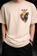 Blooming Heart Oversized Graphic T-Shirt | Botanical Anatomy Art Tee