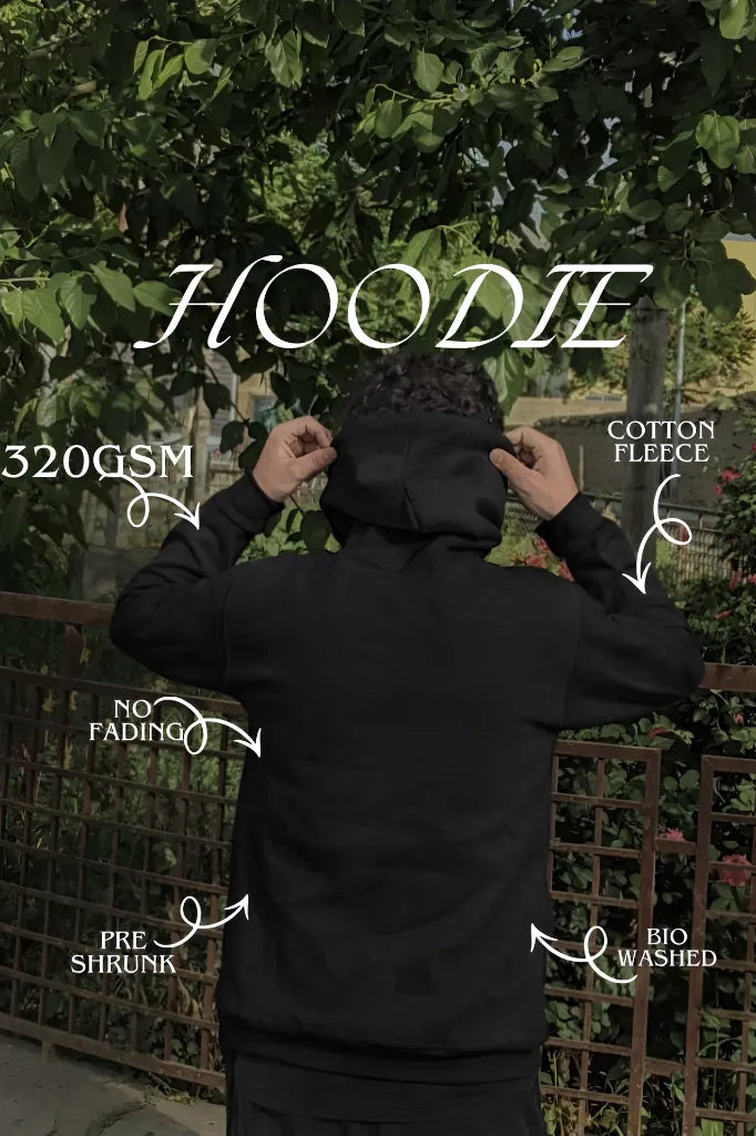 BOYS BLACK COLOUR HOODIE, REGULAR FIT, COMFY FABRIC, 320GSM