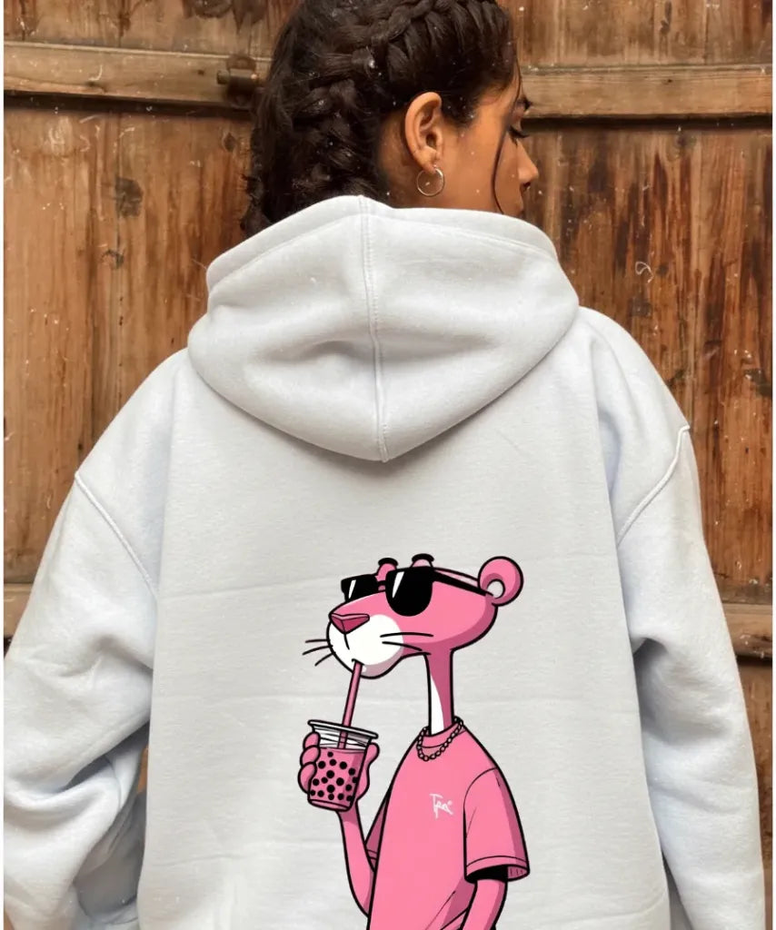 WHITE COLOUR HOODIE 320GSM FABRIC PANTHER TEMPLATE