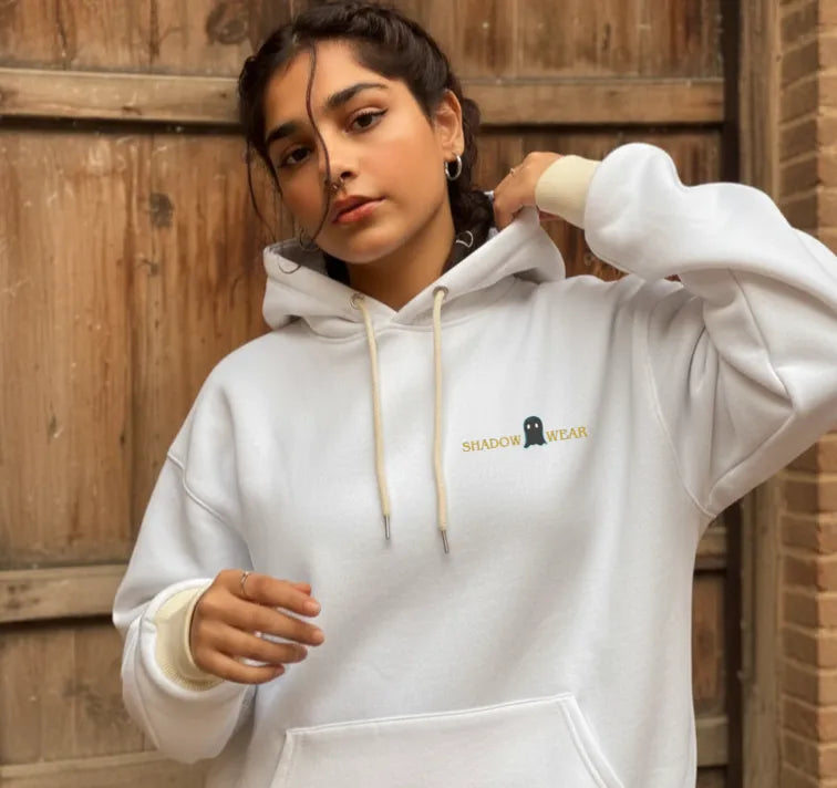 WHITE COLOUR HOODIE 320GSM FABRIC PANTHER TEMPLATE